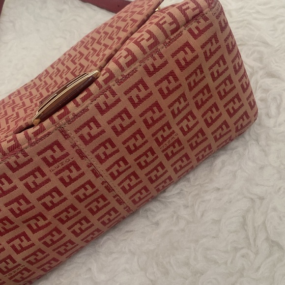 Fendi Vintage Mama Baguette Zuchino Beige Red Shoulder Bag - Picture 12 of 12